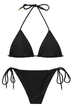 Load image into Gallery viewer, Product Front: Rio De Sol Set Set Shimmer-Black Tri-Rope Cheeky-Rope