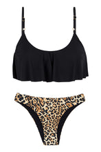 Load image into Gallery viewer, Product Front: Rio De Sol Set Leopardo Black Babado