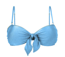Load image into Gallery viewer, Product Front: Rio De Sol Top Top Shimmer-Baltic-Sea Bandeau-Knot