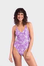 Load image into Gallery viewer, Model Front: Rio De Sol One-Piece Trail-Purple Hype