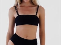 Load and play video in Gallery viewer, 套装 Shimmer-Black Bandeau-Reto 热裤
