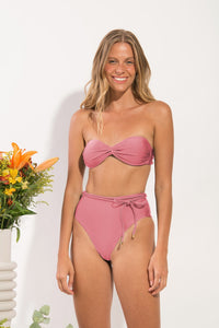 Model Front: Rio De Sol Bottom Bottom Shimmer-Confetti Belted-High-Waist