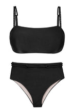 Load image into Gallery viewer, 套装 Shimmer-Black Bandeau-Reto 热裤
