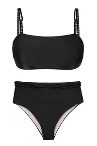 套装 Shimmer-Black Bandeau-Reto 热裤