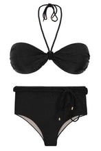 Load image into Gallery viewer, 套装 Shimmer-Black Twist Belted-High-Waist
